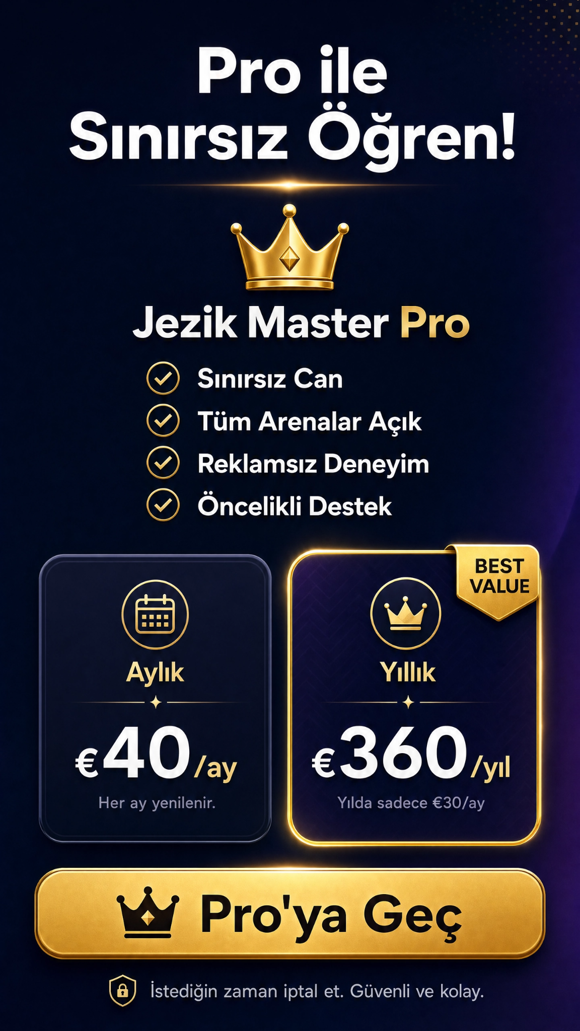 Jezik Master premium ekranı